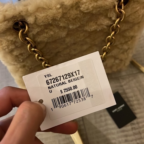 Saint Laurent Le Maillon Genuine Shearling Crossbody Bag NEW - Picture 12 of 13